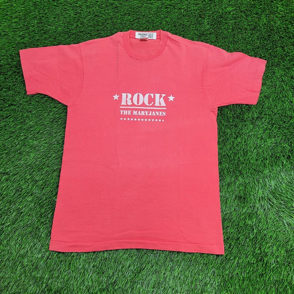 Vintage Rock The-Maryjanes Shirt Medium 20x28 Red Faded 80s 90s 420 Smoker